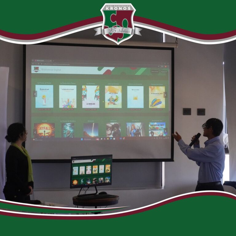 Estimada comunidad Kronos, compartimos fotografías de la Presentación del proyecto de innovación escolar “Biblioteca Digital Inclusiva”. En este evento, docentes y un estudiante representante de 4to m (5)